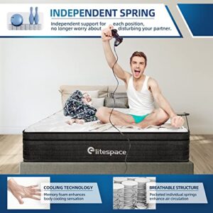 elitespace Twin Size Mattress,10 Inch Twin Hybrid Mattresses,Memory Foam Spring Grey Mattress,Medium Firm Mattress Breathable Comfortable for Sleep Supportive and Pressure Relief,CertiPUR-US.