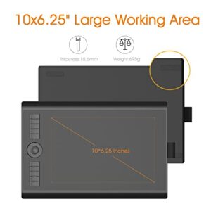 GAOMON M10K 10 x 6.25 Inches Graphic Drawing Tablet with 8192 Levels Battery-Free Stylus and 10 Customizable Hot-Keys for Digital Drawing & OSU & Online Teaching-for Mac&Windows