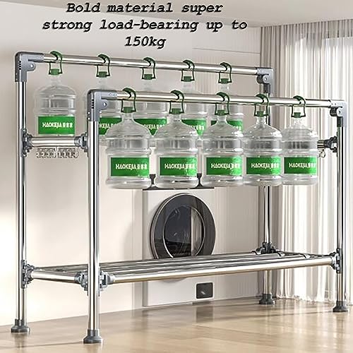 RUYICZB 2 Layer Floor Clothes Drying Rack Stainless Steel Drying Double Pole Clothes Rack for Indoor Outdoor, Free-Standing Large Laundry Rack Organizer for Clothes Lingerie Towels Linens