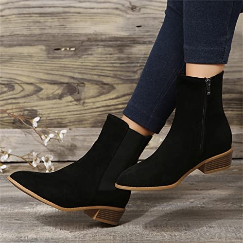 YfiDSJFGJ wide calf white cowboy boots women suede pointed side zipper thick heel short embroidered western cowboy boots chunky heel cap toe side zipper ankle boots thigh high cowboy boots for women