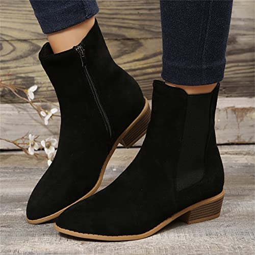 YfiDSJFGJ wide calf white cowboy boots women suede pointed side zipper thick heel short embroidered western cowboy boots chunky heel cap toe side zipper ankle boots thigh high cowboy boots for women