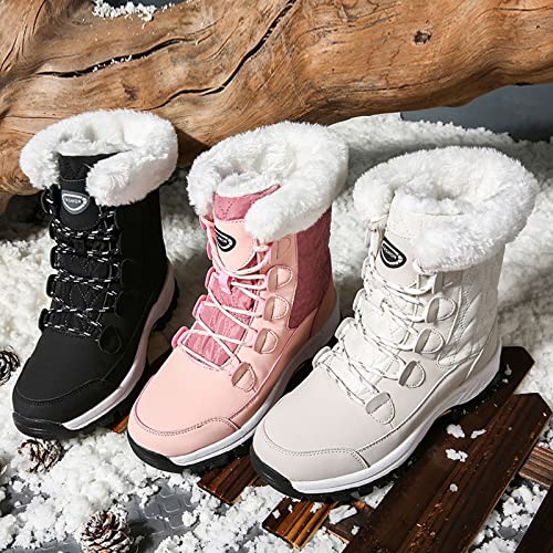 YfiDSJFGJ idyllwind boots for women snow flat proof warm lace up water keep velvet round toe plus classic boot waterproof platform heel square toe buckle strap casual booties beige cowgirl boots
