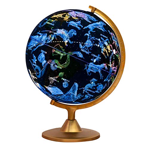 World Globe with Illuminated Constellations – 10" Light Up Globe For Kids & Adults – Interactive Geography education Earth Globe