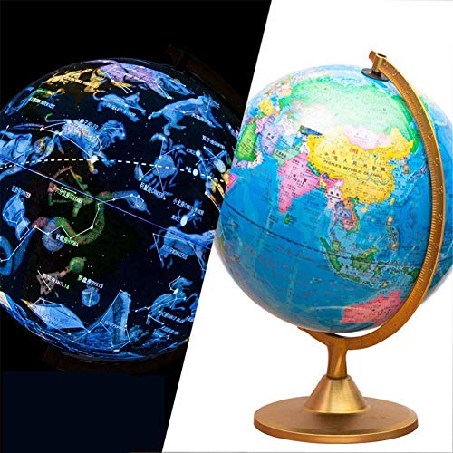 World Globe with Illuminated Constellations – 10" Light Up Globe For Kids & Adults – Interactive Geography education Earth Globe