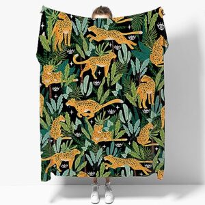 jungle leopards blanket throw blankets gift for women men soft flannel cozy comfy funny vegetable for couch sofa bed office camping (40"x30") xsmall size for toddler