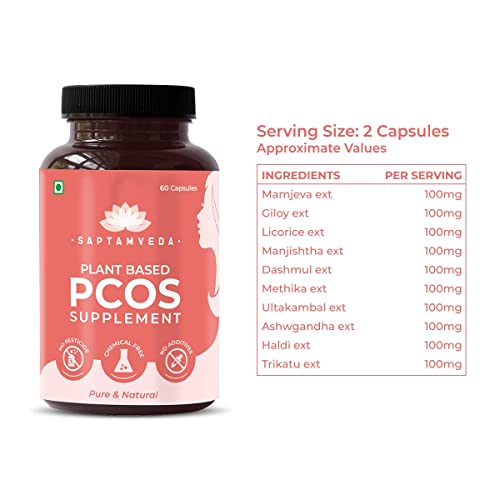 Plant Based PCOS/PCOD Supplement 60 Veg Capsules (500Mg) Pack 1 | Ayurvedic Medicine for Delayed Periods | Supplements for Women Promoting Better Cycle & Hormonal Balance