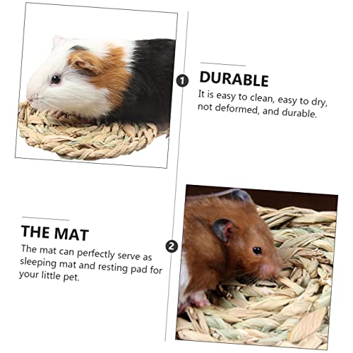 POPETPOP 6 Pcs Hamster Straw mat pet Bedding Bunny Bedding Toy Hamster Chinchilla Cage Rabbit Sleeping mat Hamsters Pet Rabbit Pad Hamster Sleeping Mats Rabbit Sleeping Pads Round pad chew