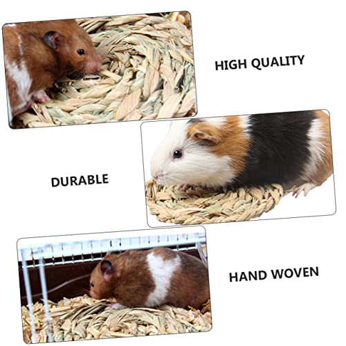 POPETPOP 6 Pcs Hamster Straw mat pet Bedding Bunny Bedding Toy Hamster Chinchilla Cage Rabbit Sleeping mat Hamsters Pet Rabbit Pad Hamster Sleeping Mats Rabbit Sleeping Pads Round pad chew