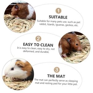 POPETPOP 6 Pcs Hamster Straw mat pet Bedding Bunny Bedding Toy Hamster Chinchilla Cage Rabbit Sleeping mat Hamsters Pet Rabbit Pad Hamster Sleeping Mats Rabbit Sleeping Pads Round pad chew