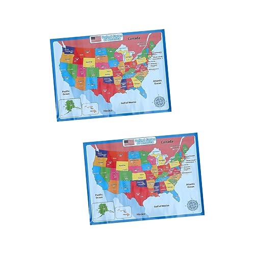 2 Sheets United States map poster US map supplies playroom decor supply accessories accessory supply Cartoon flip chart synthetic paper Operitacx