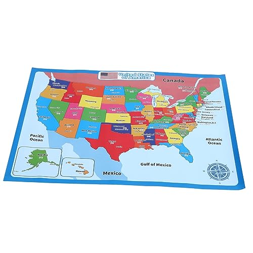 2 Sheets United States map poster US map supplies playroom decor supply accessories accessory supply Cartoon flip chart synthetic paper Operitacx