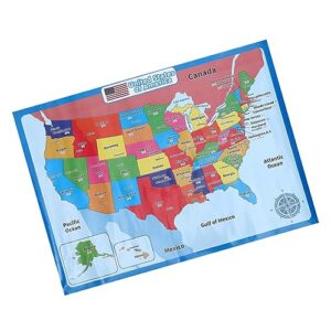 2 Sheets United States map poster US map supplies playroom decor supply accessories accessory supply Cartoon flip chart synthetic paper Operitacx