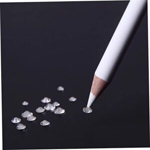 SEWACC 10pcs Rhinestones Picker Pencil Nail Art Pencils Nail Rhinestone Picker White Pencils Nail Tools Rhinestone for Nails White Nail Point Pen Bamboo Manicure Nail Clippers