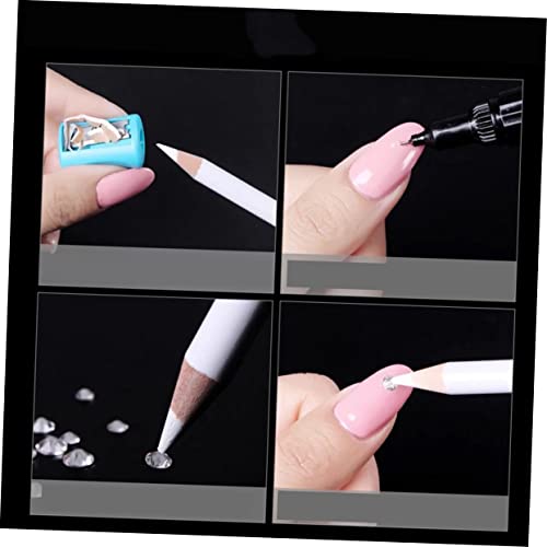 SEWACC 10pcs Rhinestones Picker Pencil Nail Art Pencils Nail Rhinestone Picker White Pencils Nail Tools Rhinestone for Nails White Nail Point Pen Bamboo Manicure Nail Clippers