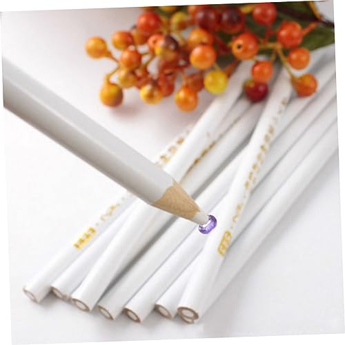 SEWACC 10pcs Rhinestones Picker Pencil Nail Art Pencils Nail Rhinestone Picker White Pencils Nail Tools Rhinestone for Nails White Nail Point Pen Bamboo Manicure Nail Clippers