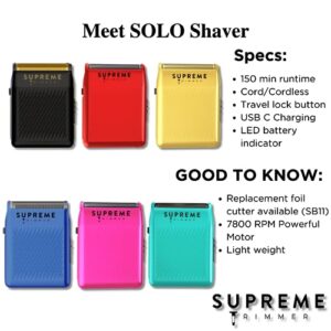 SUPREME TRIMMER Foil Shaver STF101 (150 Min Runtime) & Replacement Cutters SB11 | Solo - Black