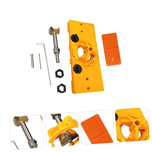 Housoutil Orange Suit 2 Sets 8Pcs Hole Punch Tool Lip Gloss kit Drill Guide Cabinet Hinge kit Router jigs Hole Guide Hinge Positioning Tools Hole Opener Carpentry Tools Plastic Makeup