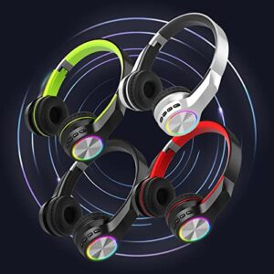 Wireless Headphones Foldable Gaming Headset Bluetooth Earphones Over Ear Headphones Wireless Headset with Deep Bass Built-in Mic Wired Mode On-Ear Gym Headphones (Red)