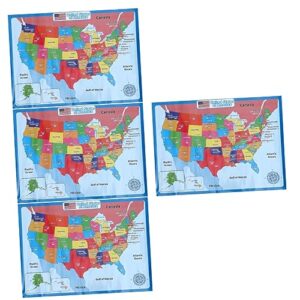 operitacx cartoon preschool posters 4 sheets united states map poster us map playroom decor supply usa map for accessory cartoon accessories hanging pictures decorate synthetic paper