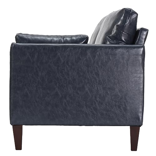 STARY 78" Faux Leather Comfy Couch for Living Room Sofas, Navy