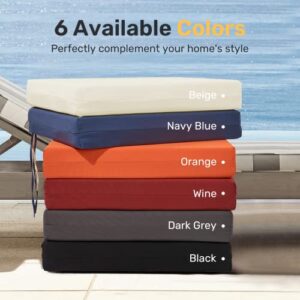 UNIKOME Outdoor Chair Cushions Pack of 4, Water Resistant Patio Cushions with Ties, High Density Sponge Filling Square Corner Seat Cushions for Outdoor Furniture, 18.5"x16"x3", Dark Grey