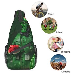 Patrick'S Watermelon Festival Bag Crossbody Travel Hiking Bags Mini Chest Backpack Casual Shoulder Daypack For Women Men Lightweight