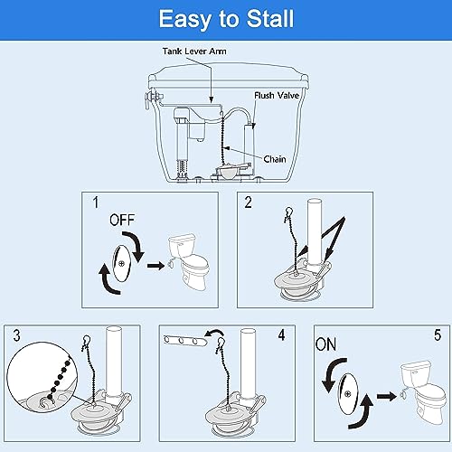 iFealClear 3 Inch Rubber Toilet Flappers Compatible with Gerber 99-788 & Universal Sold Brass Toilet Tank Flush Lever Replacement, High Performance- Long Lasting, Easy to Install, Blue & Chrome