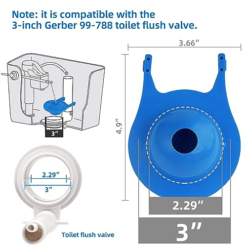 iFealClear 3 Inch Rubber Toilet Flappers Compatible with Gerber 99-788 & Universal Sold Brass Toilet Tank Flush Lever Replacement, High Performance- Long Lasting, Easy to Install, Blue & Chrome