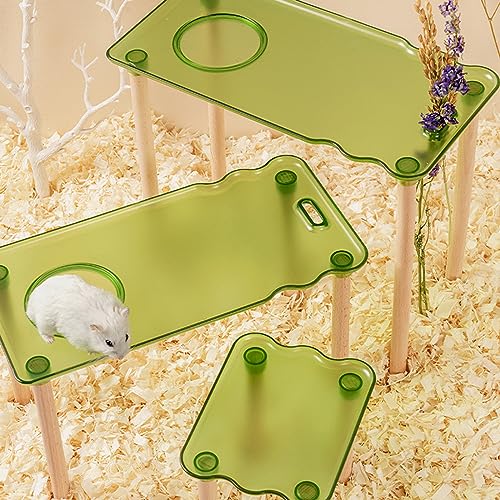 LIANXUE Hamster Platform Table Small Animal Stand Platform Hamster Cage Toy Accessories Used for Guinea Pigs Gerbil Chinchilla Hips+Wood