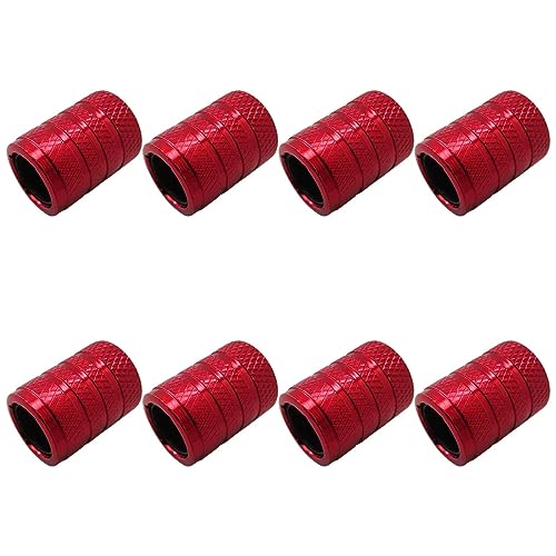 8pcs Aluminum Car Tire Valve Caps Hex Alloy Tyre Valve Stem Cover Air Dust Cap Tire Valve Truck Bike Wheel Rim Valve Stem Cap(Red)