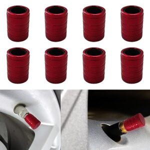 8pcs Aluminum Car Tire Valve Caps Hex Alloy Tyre Valve Stem Cover Air Dust Cap Tire Valve Truck Bike Wheel Rim Valve Stem Cap(Red)