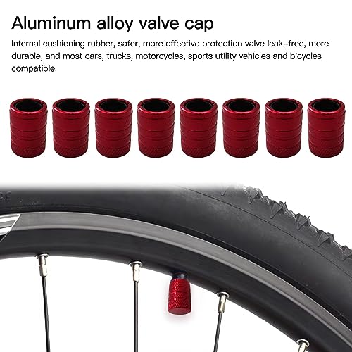 8pcs Aluminum Car Tire Valve Caps Hex Alloy Tyre Valve Stem Cover Air Dust Cap Tire Valve Truck Bike Wheel Rim Valve Stem Cap(Red)
