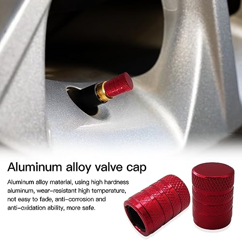 8pcs Aluminum Car Tire Valve Caps Hex Alloy Tyre Valve Stem Cover Air Dust Cap Tire Valve Truck Bike Wheel Rim Valve Stem Cap(Red)