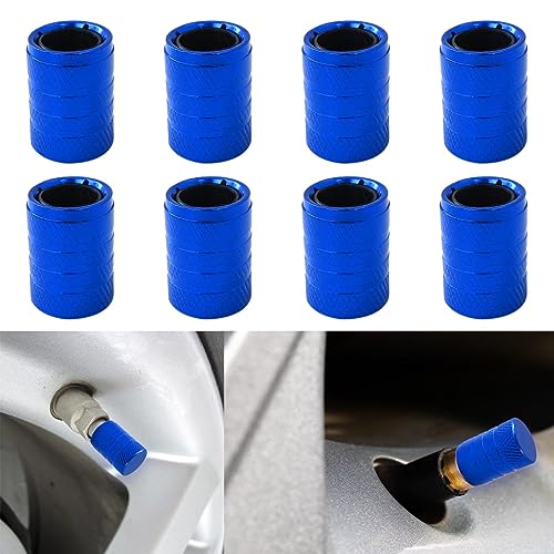 8pcs Valve Caps Prevent Corrosion Car Dust Caps Universal Aluminum Wheel Tire Air Caps Valve Stem Covers(Blue)