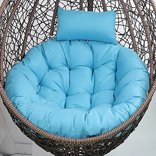 Eoieov Hanging Egg Chair Cushions with Ties,Removable Round Cushions 45"*45"for Hanging Egg Chair,Washable Swing Chair Cushion with Head Pillow,Thicken Patio Egg Chair Cushion,Sky Blue