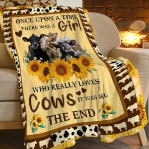 cow blanket sunflower cows flannel blanket for girl boy farmhouse fleece blanket super soft cozy plush fuzzy blankets for couch sofa bed gifts for for women men kids 60"x50"