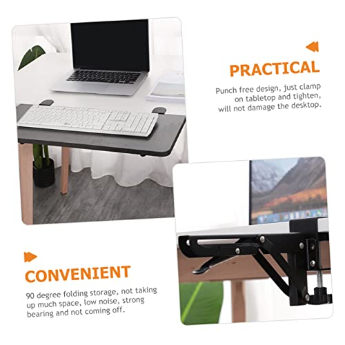 Ciieeo 2 Sets Foldable Bracket Under Desk Keyboard Tray Shelving Brackets Table Tray Folding Desk Extender Desk Tray Foldable Desktop Extension Plate Support Slider Drawer Wrought Iron