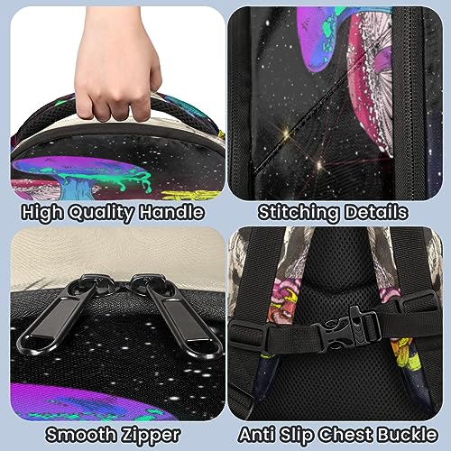 YoCosy Galaxy Space Star Colorful Mushroom Skull Custom Backpack School Personalized Gifts Bookbag Laptop Purse Casual Daypack for Teen Girls Women Boys Men College Travel