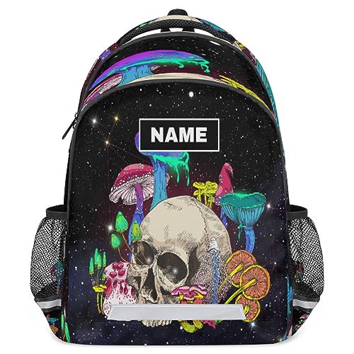 YoCosy Galaxy Space Star Colorful Mushroom Skull Custom Backpack School Personalized Gifts Bookbag Laptop Purse Casual Daypack for Teen Girls Women Boys Men College Travel