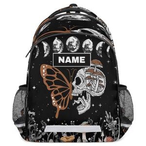 yocosy brown gothic skull butterfly black galaxy space custom backpack school personalized gifts bookbag laptop purse casual daypack for teen girls women boys men college travel