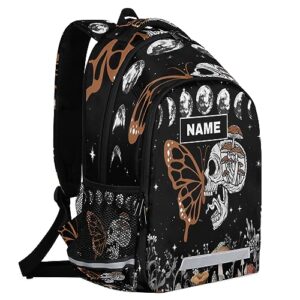 YoCosy Brown Gothic Skull Butterfly Black Galaxy Space Custom Backpack School Personalized Gifts Bookbag Laptop Purse Casual Daypack for Teen Girls Women Boys Men College Travel