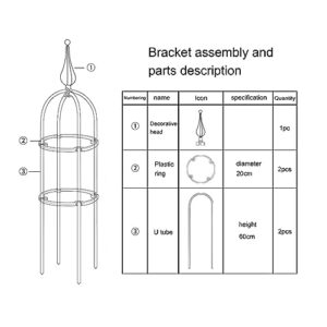 Plant Climbing Frame Natural U-Hoops Plants Stand Adjustable 20 X 60cm Stainless Steel White Black Garden Rose Trellis