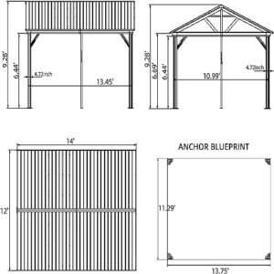 12'x14' Hardtop Gazebo Outdoor Aluminum Gazebo with Galvanized Steel Gable Canopy for Patio Decks Backyard (Yellow-Brown)