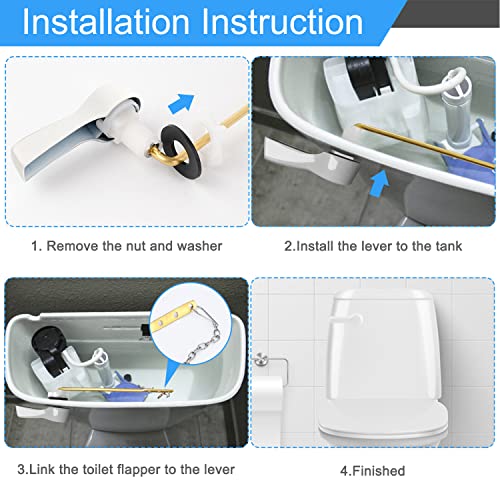 iFealClear 3 Inch Rubber Toilet Flappers Compatible with Gerber 99-788 & Universal Sold Brass Toilet Tank Flush Lever Replacement, High Performance- Long Lasting, Easy to Install, Blue & White