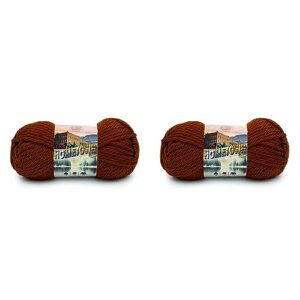lion brand yarn hometown yarn, bulky yarn, yarn for knitting and crocheting, 2-pack, stowe sugar maple