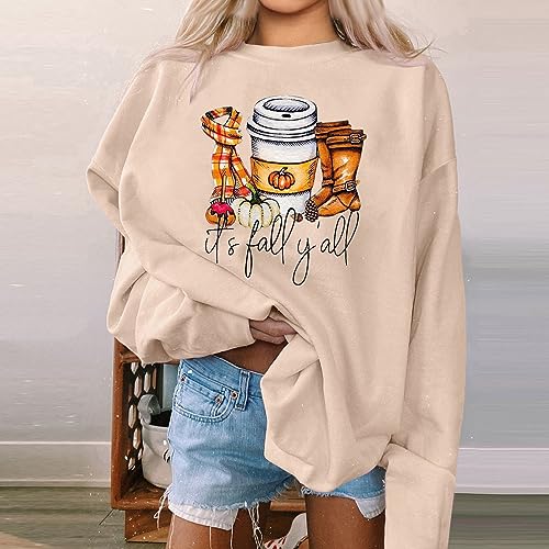 Women Witches Brew Sweatshirt Fall Sweater Funny Spooky Horror Season Sweatshirt Halloween Graphic Tees Tops,Women Halloween Hoodie Mom Sweatshirts For Women,Beige,Medium