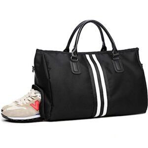 sports bag men's and women's handheld luggage bag large capacity travel bag lightweight gym bag (color : black, size : 46x28x22cm)