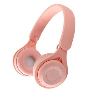 headphones wireless bluetooth stereo foldable lightweight headset earphone wireless over ear sport earphone noise canceling micro headset hands free mp3 player (pink)