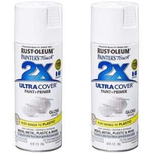 rust-oleum 249090 painter's touch 2x ultra cover spray paint, 12 oz, gloss white (pack of 2)