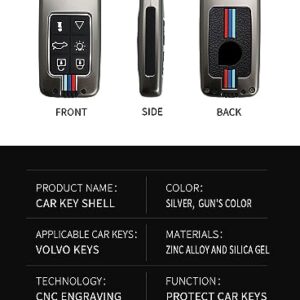 SANRILY Luminous 6 Button Key Fob Cover Case Fit for Volvo 2017 2018 S60 S80 V40 V60 V70 XC60 XC70 Keyless with Keychain Black